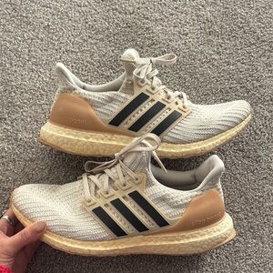 Size 8 Adidas Ultra Boost Cream and Tan Shoes